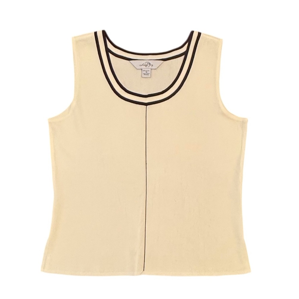 Ming Wang 2 Piece Cream/Black Knit Jacket/Tank Sweater Set Size Medium MSRP $595 - Picture 5 of 14